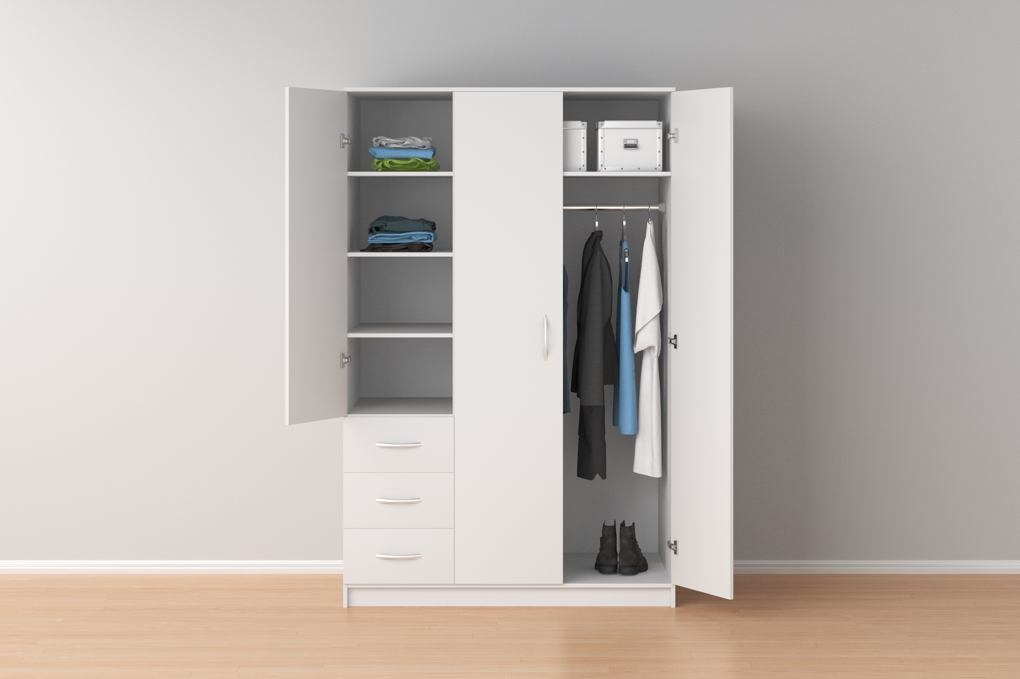 Möbelplaner - Kleiderschrank selbst planen Kleiderschrank mit Türen und Schubladen