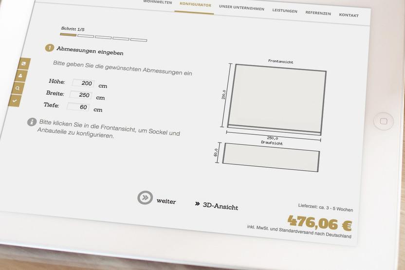 Möbelplaner Demonstration auf dem IPad